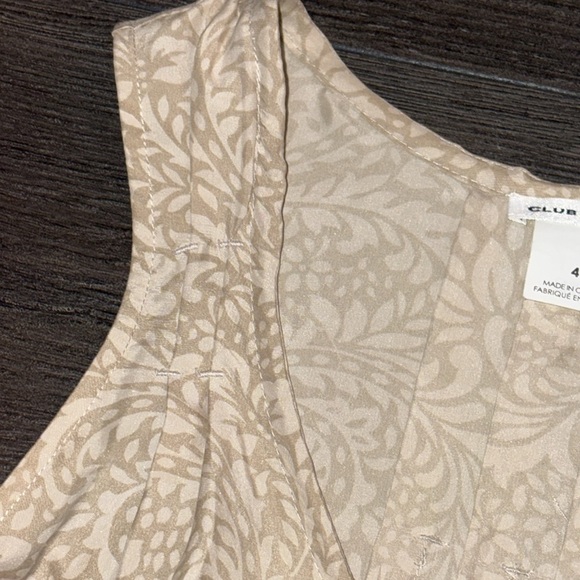 Club Monaco Paisley Silk Sleeveless Snap Front Romper Size 4 Tan - Picture 3 of 16